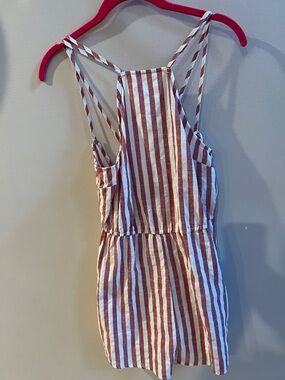 Red and White Striped Romper